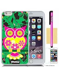 Wireless: Oksobuy? Apple Iphone 6 plus case Iphone 6 plus (5.5 inch) case High Quality Fashion Luxury Designer Fashion Background Pattern Design Soft Silicone High Impact Case Cover Skin Protection for Apple Iphone 6 plus (5.5 inch) with Screen Protector and Stylus (White with Green and rose-pink OWL) - by 7-14 DAYS TO USA by OkSoBuy