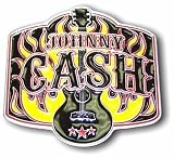 Johnny Cash Flaming Guitar Metal Belt Buckle