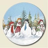 Lazy Susan ~ Snowman Family ~ decorative tempered glass ~ 16 inch diameter ~ code 412
