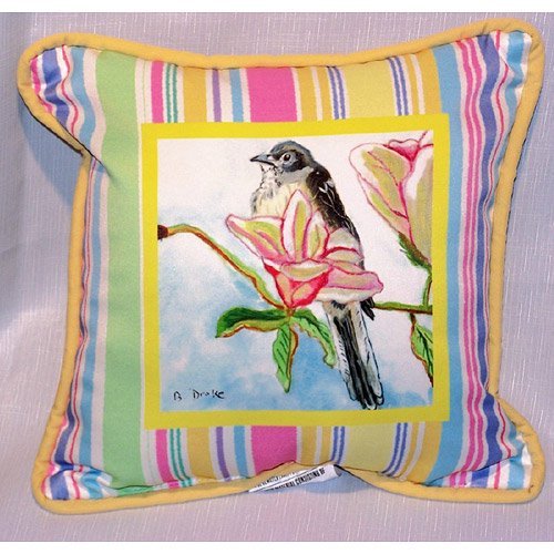 Betsy Drake SN402 Mockingbird Small Outdoor-Indoor Pillow 12 Betsy Drake SN402 Mockingbird Small Outdoor-Indoor Pillow 12