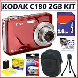 Kodak Easyshare C180 10MP Digital Camera in Red + 2GB Accessory Kit