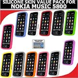 Silicone Skin 12 pc. Value Pack for your Nokia Xpress Music 5800 (Black, White, Clear, Smoke, Blue, Green. Red, Yellow, Orange, Purple, Light Pink, Hot Pink) Bonus DBRoth Microfiber Cleaning Cloth Included