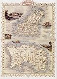 IMAGE OF 1800's CHANEEL ISLANDS JERSEY MAP SMALL VINTAGE POSTER REPRO