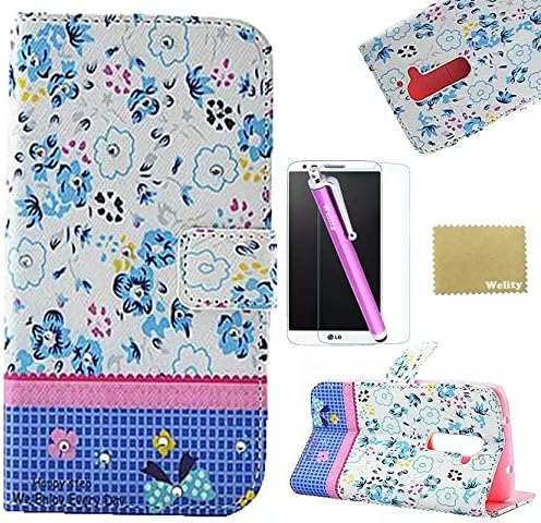 G2 Case,LG G2 Case, Welity Flip Flower Leather Wallet Type Magnet Design Flip Case Cover Credit Card Holder Pouch Case--and one gift