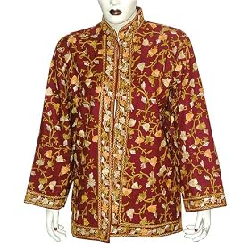 Ladies Outerwear - Jacket Vest Wool Fabric Hand Embroidery Evening Dress Size S M by ShalinCraft
