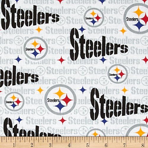 NFL Cotton Broadcloth Pittsburgh Steelers White/Multi Fabric
