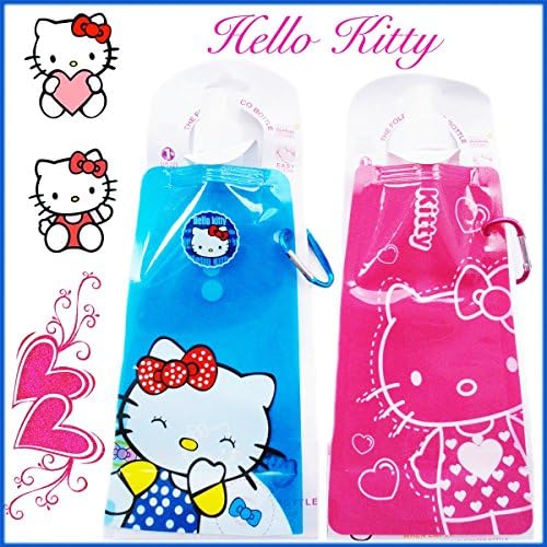 Kids Folding Drinking Bottle Hello Kitty Play Time Roll Flat with Hook Freezable