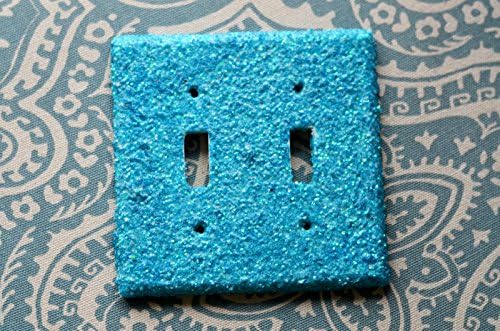 Glow in the Dark Teal Blue Glitter Light Switch, GFI Plate, Plugs &amp; Outlet Cover (Ship From Usa) (Double Light Swich)