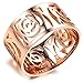 Women's Fashion Classic Flowers Hollow Stainless Steel Ring Lovely Rose Charming Lady Gril Band Gold