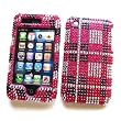 Apple iPhone 3G & 3GS Snap-on Protector Hard Case Rhinestone Cover "Pink Plaid" Design