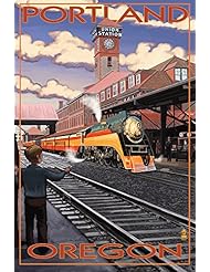 Home: Union Train Station - Portland, Oregon (24x36 Giclee Gallery Print, Wall Decor Travel Poster) - Lantern Press