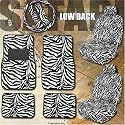 11pc Safari Zebra Car Mats Seat Steering Wheel Cover Set