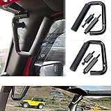 iPerfect [Upgrade Version] Black Hard Mount Grab Bar Front Grab Handle For 2007-2015 Jeep Wrangler 2/4 door Sport X Sahara Unlimited Rubicon 1 Set of 2 Pcs