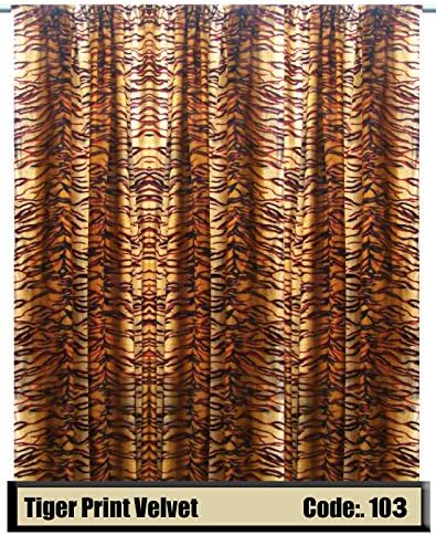 Printed Velvet Curtain Saaria Tiger Print Panel Drape for home decor, stage &amp; event place 5'W x 7'H