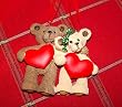 Teddy Bear Boy & Girl Holding Hearts Christmas Ornament