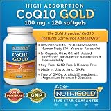 Nutrigold CoQ10 Gold (High Absorption) (Clinically-proven KanekaQ10), 100 mg, 120 softgels