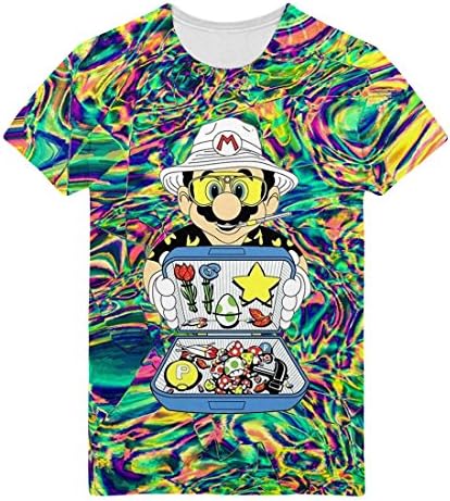 Chinkeyed Men's Mario Dealer T-shirt Crew Neck Digital Print Shirts Cotton Tee (XX-Large)