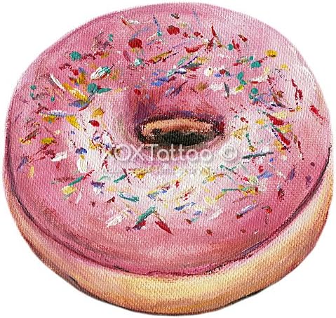 Pink Donut Set of 4 Temporary Tattoos (Waterproof Lasts 3 to 4 days)