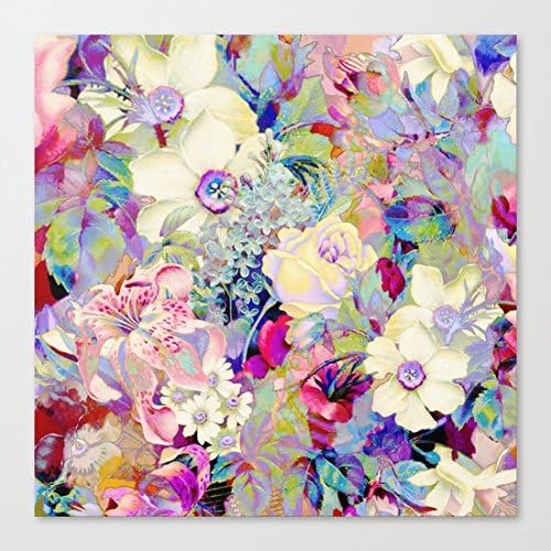 Summery Floral Art Canvas Print Wall Art for Home Decor 24 by 16 Inch
