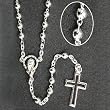 Silver Tone Rosary with 4mm Filigree Beads and 9.5" Chain