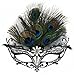 Success Creations Orleans Black Venetian Masquerade Mask for Women w/Center Peacock Feathers