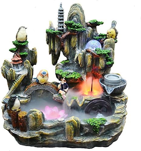 LED Lighted Rockery Colorful Water Fountain with Fog Pump (40*23*40CM/4.2KG)