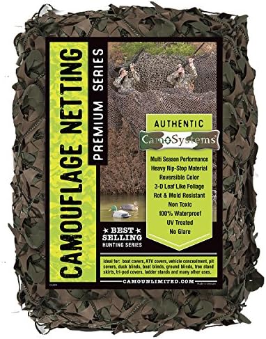 Camo Systems Green/Brown Military Camo Netting with 3D Foliage, Rip Stop, 100% Waterproof Camouflage Fabric (9'10" W x 9'10" L)