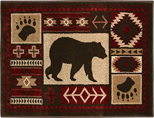 Rustic Lodge Bear 2'x3' Area Rug Multi (1'11"x2'11")