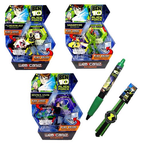 61jxzihNdqL Ben 10 WebCardz Stocking Stuffer Bundle Including Heatblast, Swampfire and Kevin Leven
