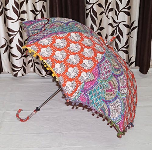 Tie Dye Umbrella Indian Handmade Cotton Sun Umbrella Vintage Summer Parasol Umbrella 34 x 40 Inches