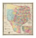 J. De Cordova's Map of the State of Texas, 1856 by J.H. Colton poster print,30 in. x 32.1 in.