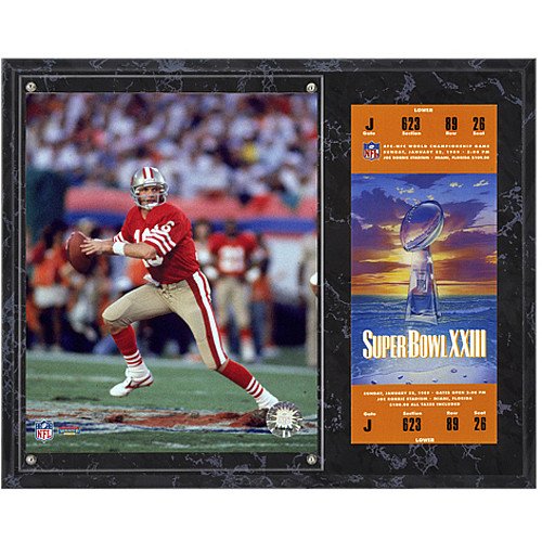 Mounted Memories San Francisco 49ers Super Bowl XXIII Joe Montana Plaques with Replica Ticket