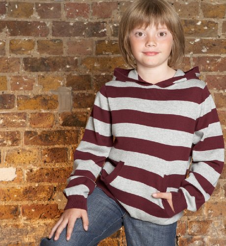Pure Cotton Knitted Stripe Hooded Top