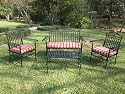 4pc Iron Outdoor Deep Seating Tropico Settee Patio Set: Black