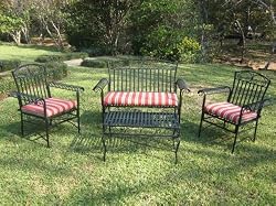 4pc Iron Outdoor Deep Seating Tropico Settee Patio Set: Black