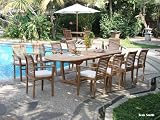 New 11 Pc Teak Dining Set - 115 Oval Table And 10 Stacking Arm Chairs