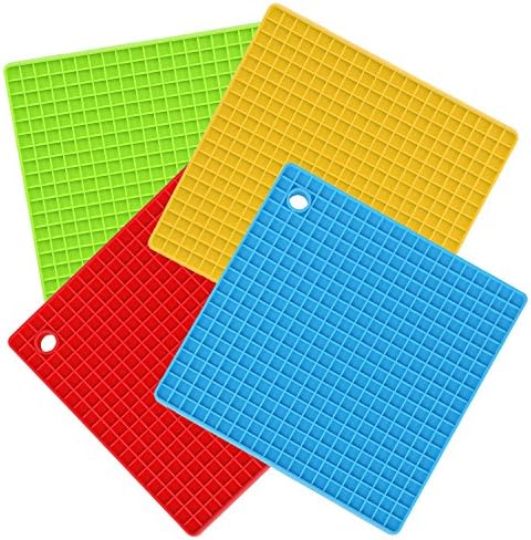 Silicone Cup Mats Yummy Sam® Multi-functional Potholder Square Alveolate Pot Holder Mats Spoon Rest Trivet Waterproof Heat Insulation Tableware Coasters Pad Set of 2 (Color Default)