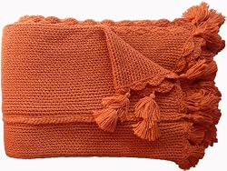 Handmade Alpaca Natural Fiber Throw - Dark Tangerine