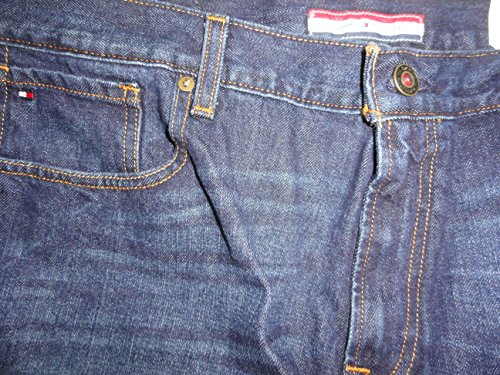 Tommy Hilfiger Mens Relaxed Fit Dark Denim Blue Jeans