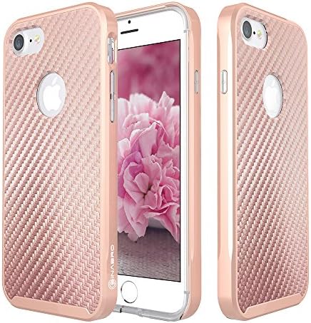 iPhone 7 Case, slim fit Sinabro [Premium Carbon Hybrid] Dual protection, Ultimate protection Flexible Durability, TPU and PC Defensive case (Rose Gold &amp; Rose Gold)