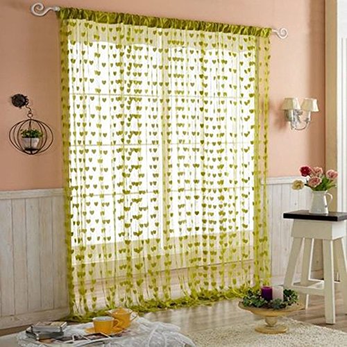 Chiefmax Heart Pattern Tassel Curtain / Room Divider - Great for Kids Bedroom or Romantic Evening (Green)