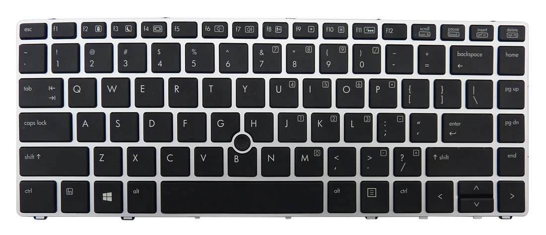Laptop Replacement Keyboard with Silver Frame & Backlit & Mouse Pointer for HP Elitebook Folio 9470M series, US layout / Black color
Laptop Replacement Keyboard with Silver Frame & Backlit & Mouse Pointer for HP Elitebook Folio 9470M series, US layout / Black color