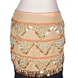 Light Orange Rectangular Hip Scarf/Belt with Gold Beads and Gold Coins
