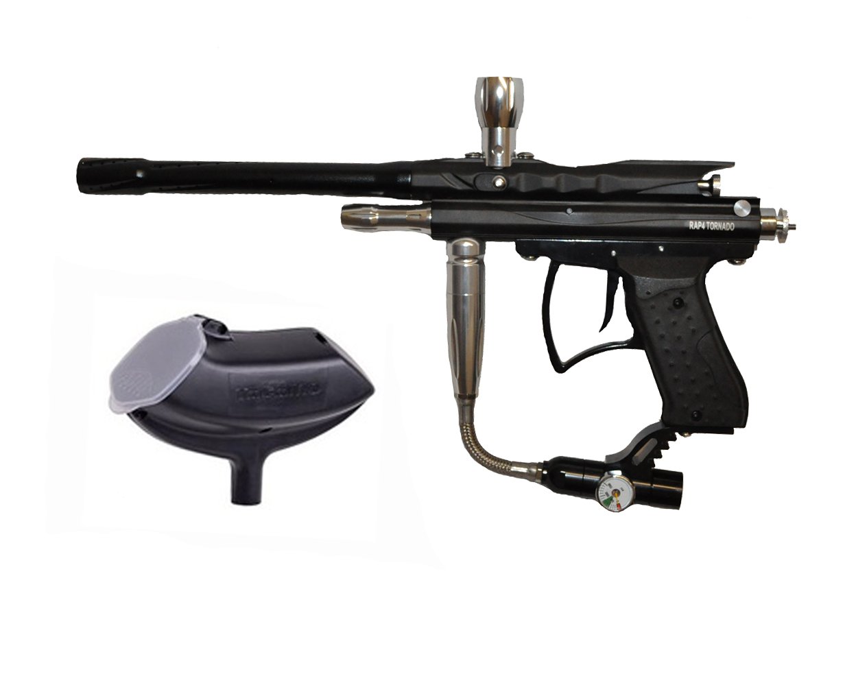 Купить RAP4 Tornado Paintball Electric Marker Black + Tacamo Arc Hopper