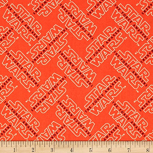 Star Wars The Force Awakens Logo Orange Fabric By The Yard