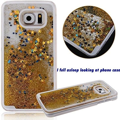 Samsung Galaxy S6 Edge Plus case,ADSEN®New Glitter Quicksand Creative Design Hard Shell liquid star dynamic clear bling 5.7 inch 2K Screen Cover (Gold)