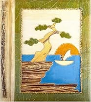 All Natural 80 Photo Handmade Photo Album - Sailboat Sunset Design