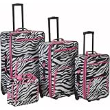 Rockland Luggage 4 Piece Expandable Luggage Set (Pink Zebra)