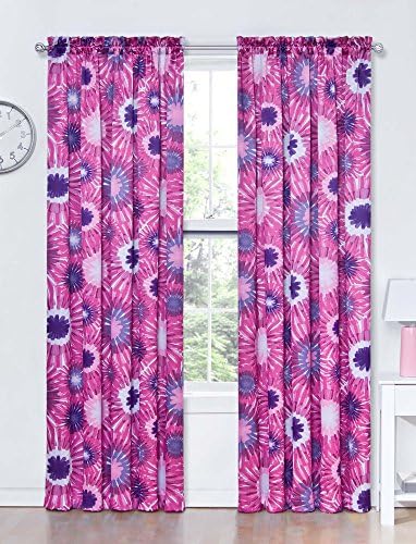 Ellery Kids Woodstock Tie Dye Room Darkening Thermapanel, 52 by 84-Inch, Pink
