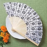 Elegant Silk Fan with Damask Design